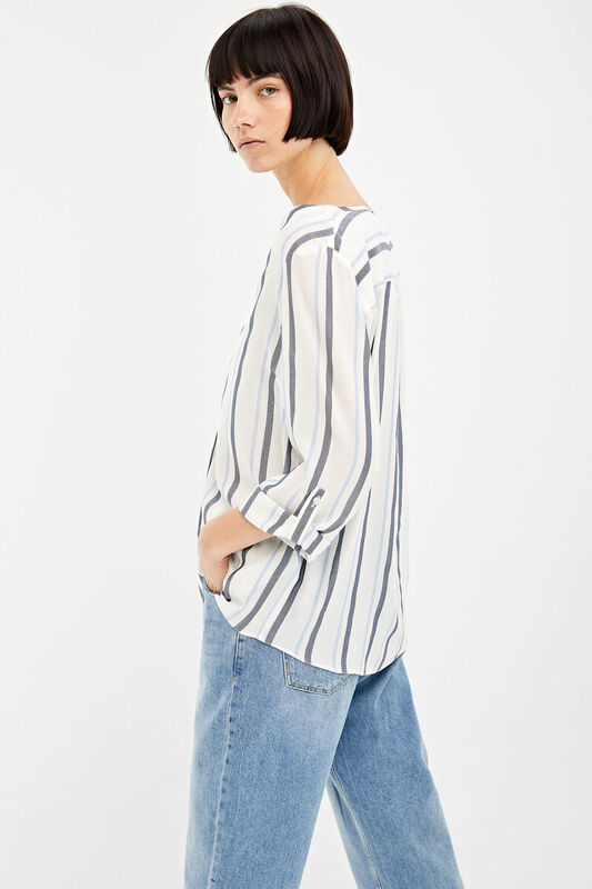 Springfield Long Sleeve V-Neck Striped Blouse for Women, 34 EU, Multicolor