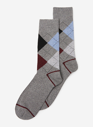 Springfield Mid Crew Fancy Socks for Men, Dark Grey, X-Small