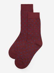Springfield Printed Mid Crew Fancy Socks for Men, Maroon, X-Small