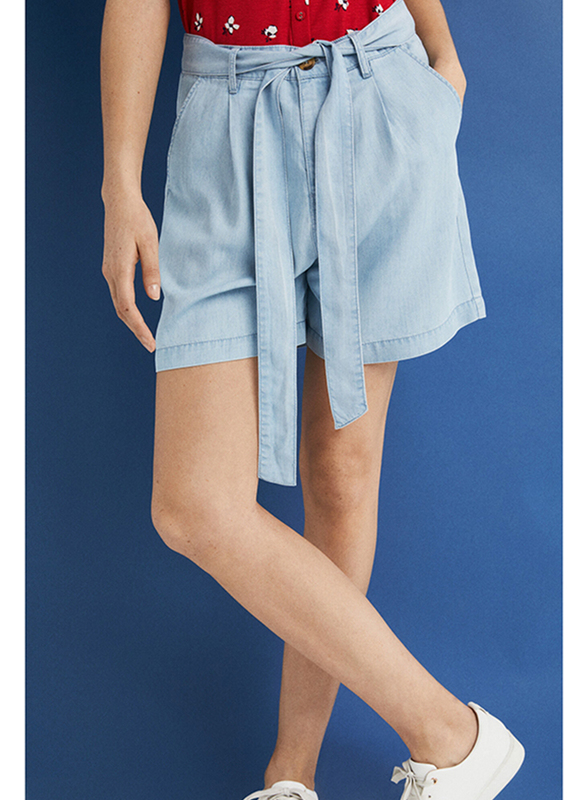 Springfield Denim Bermuda Shorts for Women, 42 EU, Medium Blue