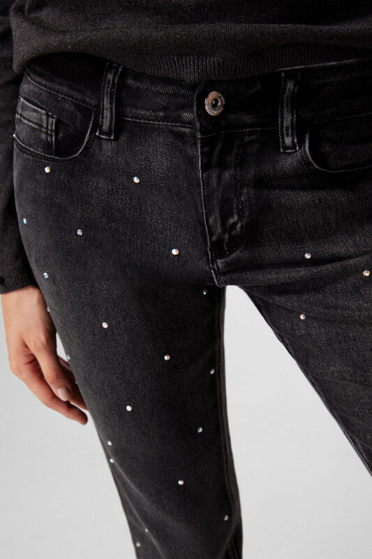 Springfield Fancy Denim Jeans for Women, 38 EU, Black
