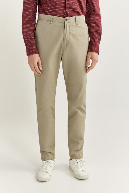 Springfield Straight Fit Chinos for Men, 44 EU, Light Green