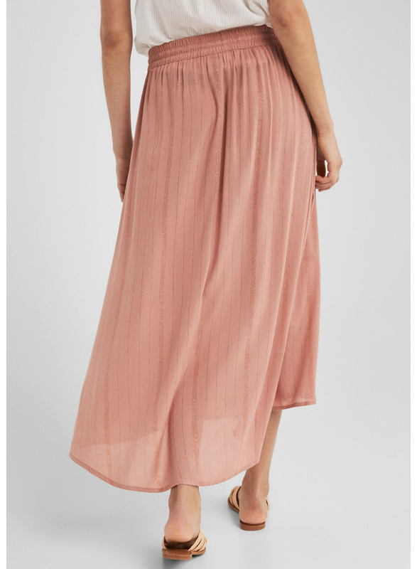 Springfield Stripe Details Midi Skirt, Medium, Salmon Pink