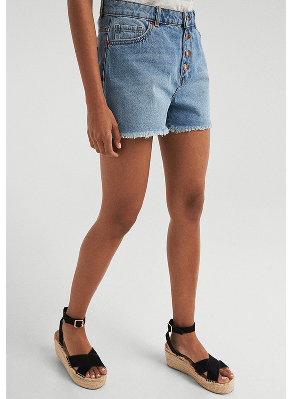 Springfield Denim Bermuda Shorts for Women, 40 EU, Medium Blue