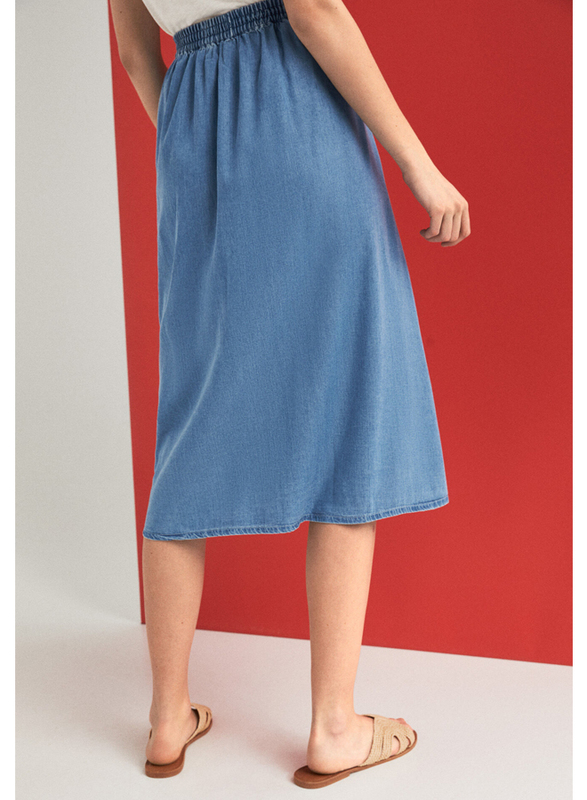 Springfield Denim Midi Skirt, Large, Medium Blue