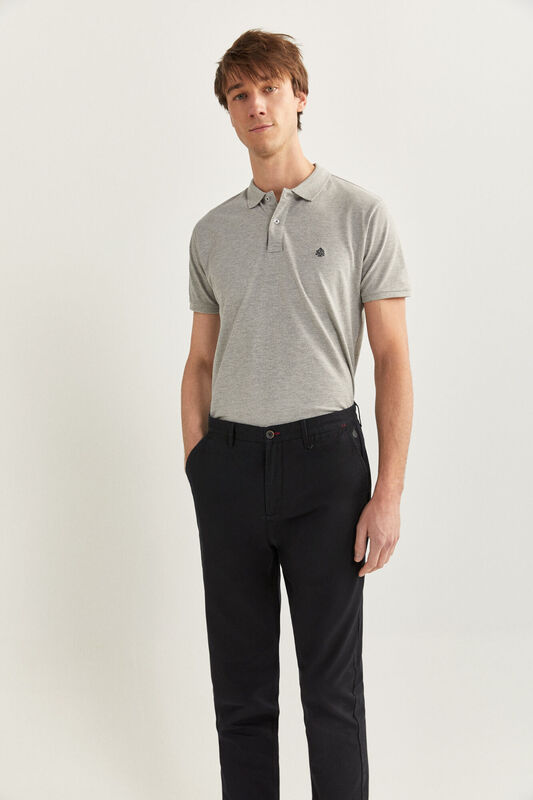Springfield Straight Fit Chinos for Men, 44 EU, Black