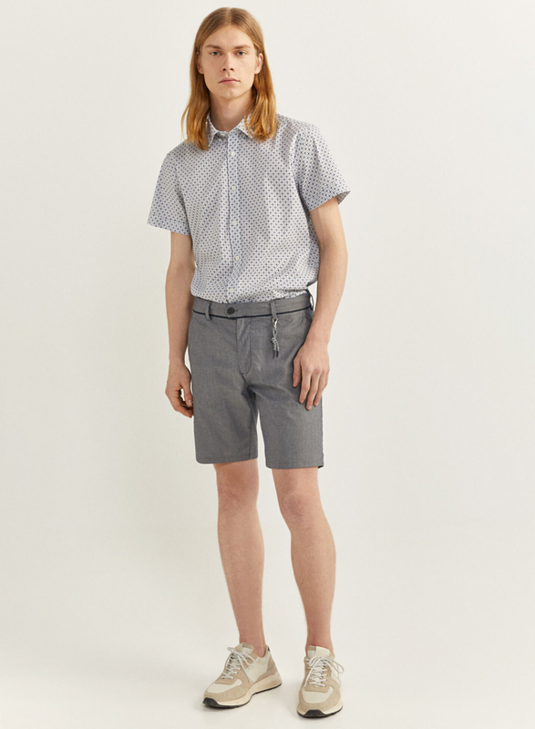 Springfield Two-Tone Structure Bermuda Shorts for Men, 48 EU, Light Grey
