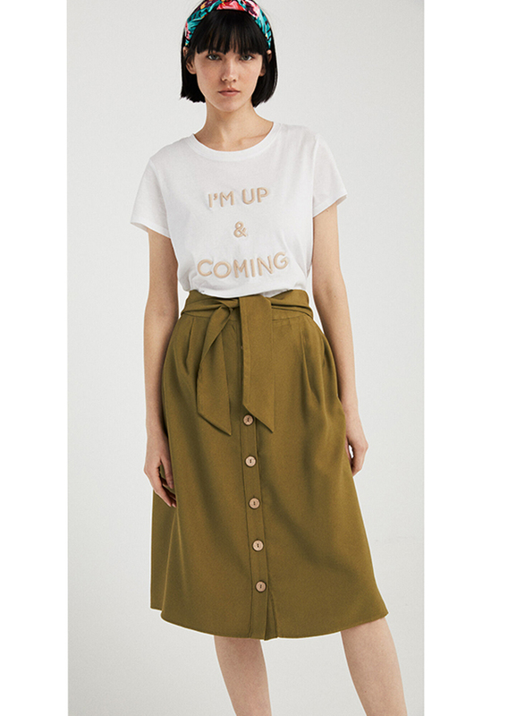 Springfield Midi Skirt for Women, Medium, Green