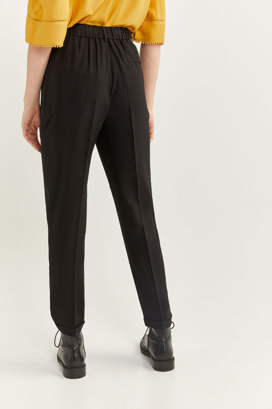 Springfield Elasticated Waist Jogger Trousers for Women, 36 EU, Black
