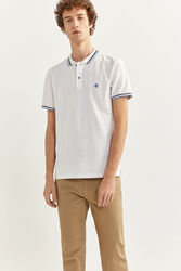 Springfield Short Sleeve Slim Fit Tipped Polo Shirt for Men, Extra Small, White