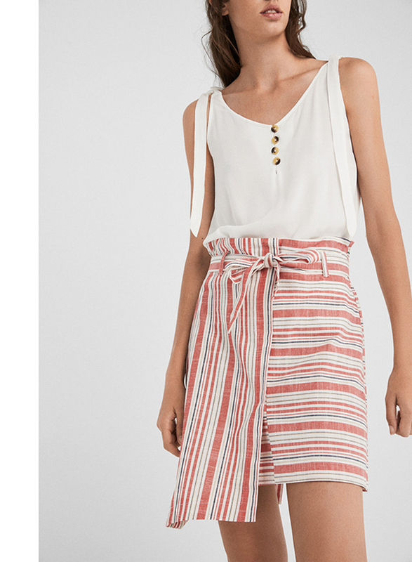 Springfield Striped Mini Skirt, Large, Wine Red