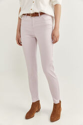 Springfield Satin Cropped Trousers for Women, 40 EU, Light Pink