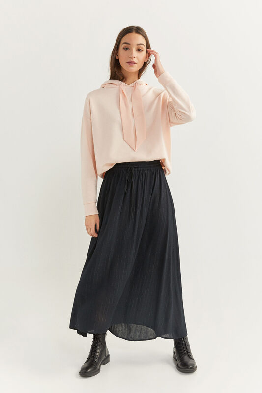 Springfield Long Striped Maxi Skirt, Small, Black