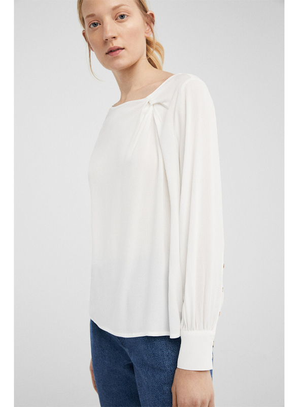 Springfield Plain Long Sleeve Round Neck Blouse for Women, 36 EU, Multicolor