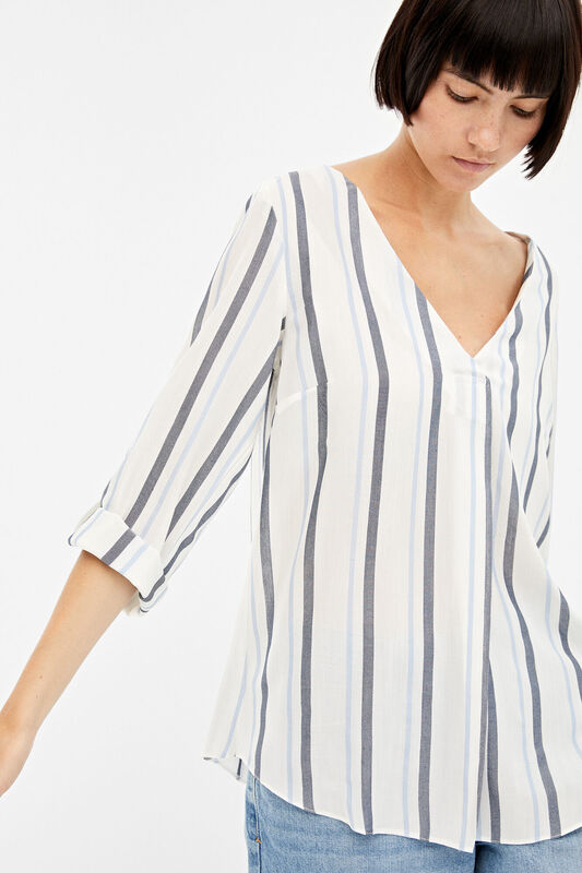Springfield Long Sleeve V-Neck Striped Blouse for Women, 34 EU, Multicolor