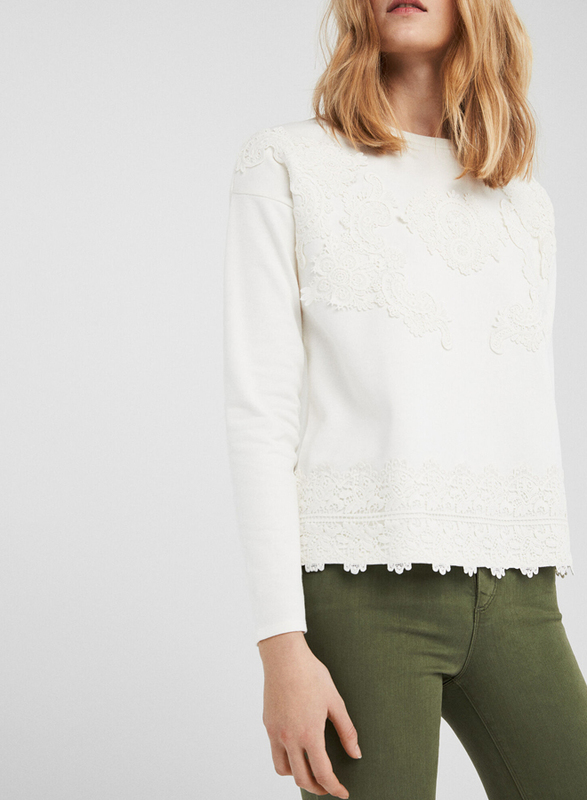 Springfield Long Sleeve Round Neck Sweatshirt for Women, Medium, White Print