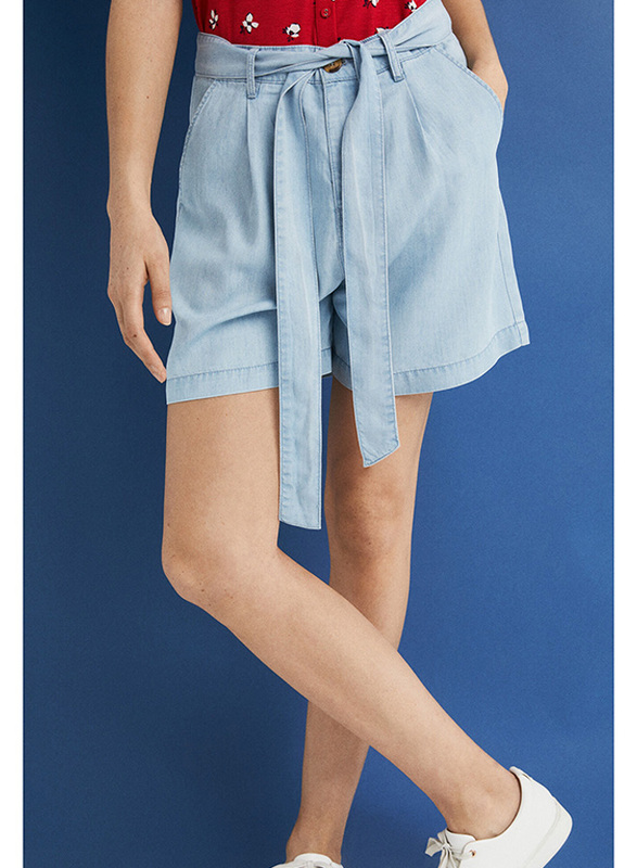 Springfield Denim Bermuda Shorts for Women, 40 EU, Medium Blue