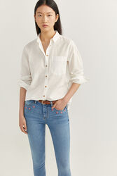 Springfield Long Sleeve Linen Shirt for Women, 36 EU, White