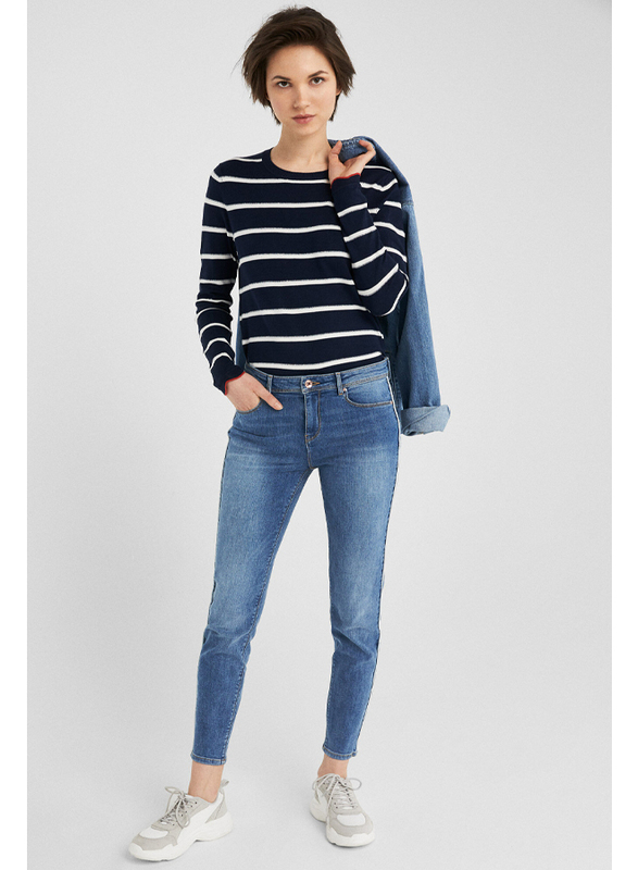 Springfield Fancy Denim Jeans for Women, 36 EU, Medium Blue