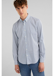 Springfield Long Sleeve Stripped Business Shirt for Men, Medium, Medium Blue