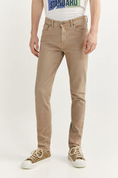 Springfield 5-Pocket Skinny Fit Washed Trousers for Men, 28 EU, Beige