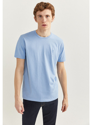 Springfield Basic Short Sleeve Round Neck T-Shirt for Men, Small, Light Blue