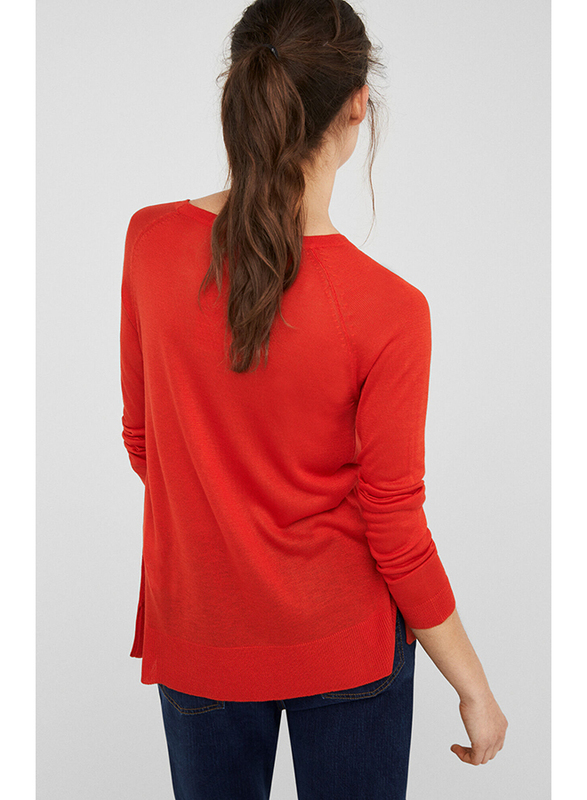 Springfield Long Sleeve Round Neck Knit Sweatshirt for Women, Medium, Orange