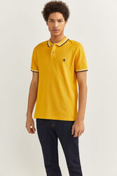 Springfield Short Sleeve Slim Fit Tipped Polo Shirt for Men, Triple Extra Large, Mustard
