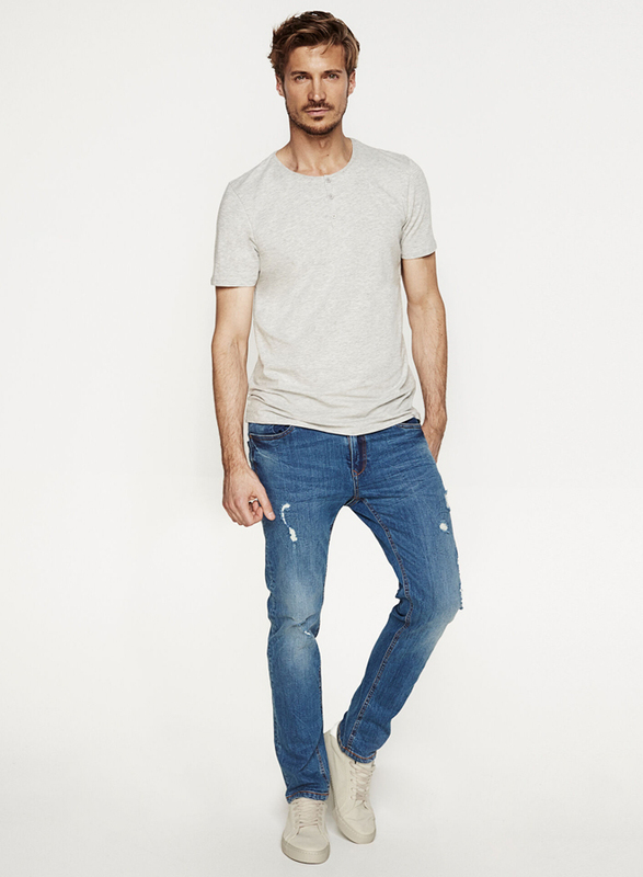 Springfield Short Sleeve SPF Henley Neck T-Shirt for Men, Extra Small, Dark Grey