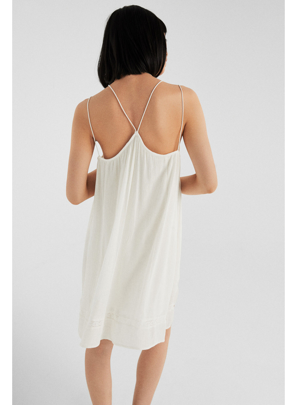 Springfield Square Neck Knitted Mini Dress, 38 EU, White