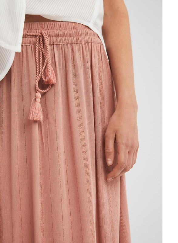 Springfield Stripe Details Midi Skirt, Medium, Salmon Pink