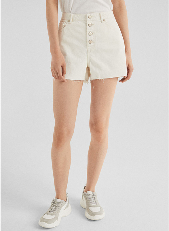 Springfield Denim Bermuda Shorts for Women, 42 EU, White