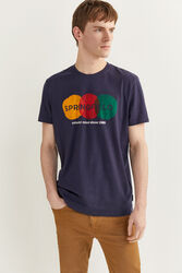 Springfield Short Sleeve Watercolor Logo T-Shirt for Men, Medium, Navy Blue