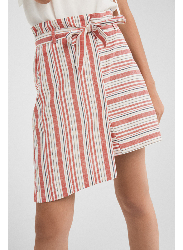 Springfield Striped Mini Skirt, Medium, Wine Red/White/Blue