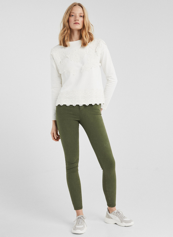 Springfield Long Sleeve Round Neck Sweatshirt for Women, Medium, White Print