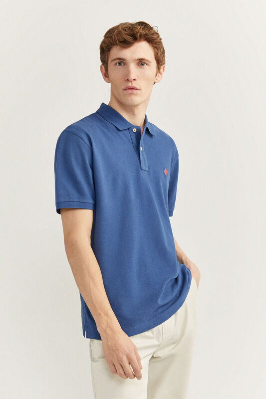 Springfield Short Sleeve Basic Polo Shirt for Men, Medium, Blue
