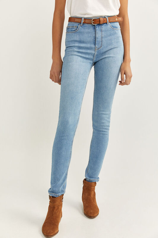 Springfield Sculpt High Rise Jeans for Women, 36 EU, Light Blue