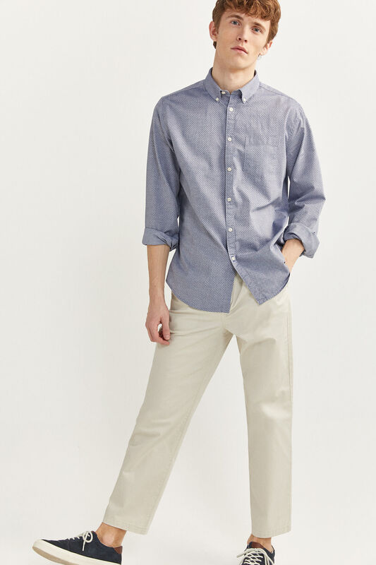 Springfield Relaxed Fit Pleated Chinos for Men, 40 EU, White
