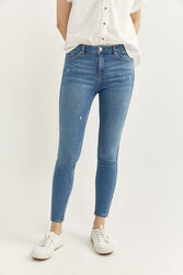 Springfield Slim Fit Denim Trousers for Women, 34 EU, Medium Blue