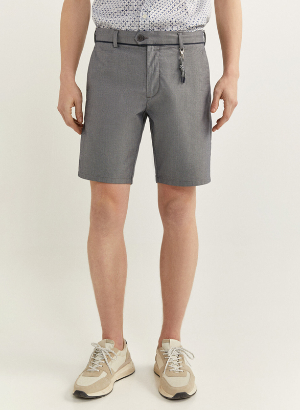 Springfield Two-Tone Structure Bermuda Shorts for Men, 48 EU, Light Grey