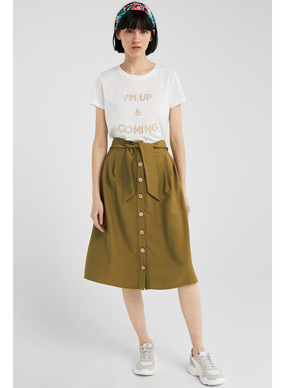 Springfield Midi Skirt for Women, Medium, Green