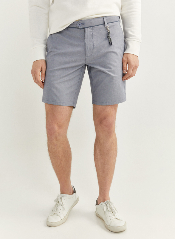 Springfield Two-Tone Structure Bermuda Shorts for Men, 48 EU, Light Blue