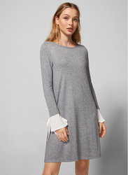 Springfield Boat Neck Woven Mini Dress, Extra Small, Grey