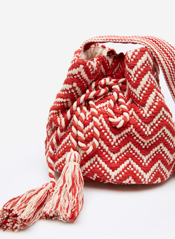 Springfield Zig Zag Motif Crossbody Bag for Women, Red/White