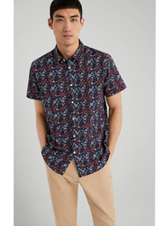 Springfield Short Sleeve Printed Fancy Casual Shirt for Men, Medium, Dark Blue
