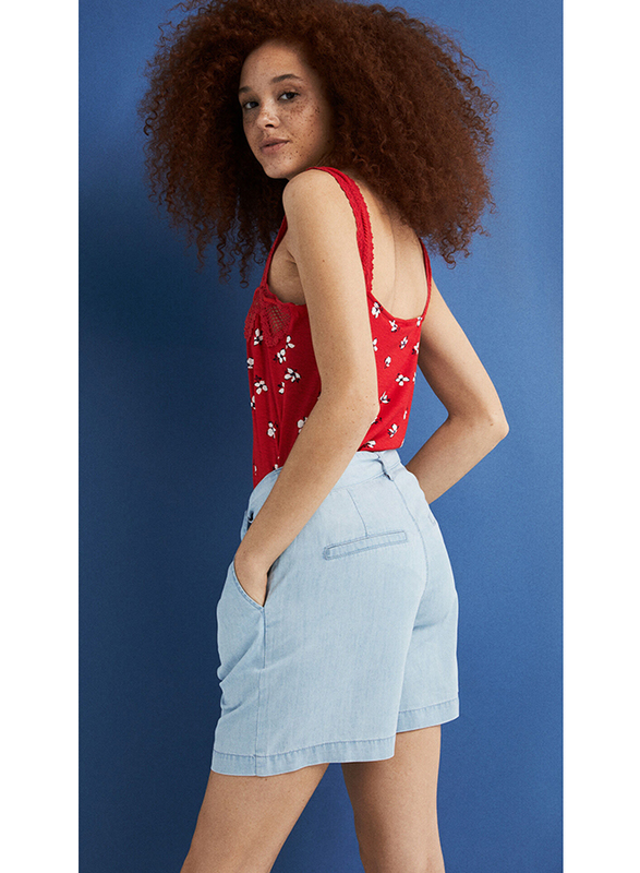 Springfield Denim Bermuda Shorts for Women, 42 EU, Medium Blue