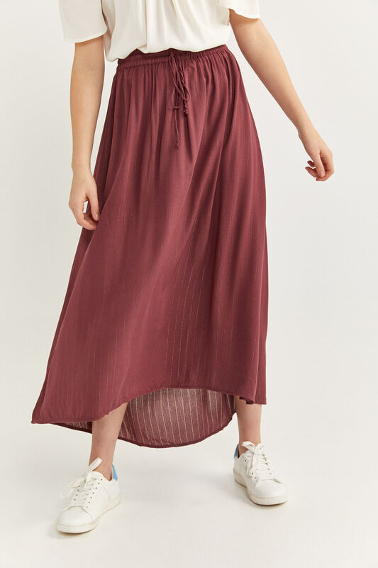 Springfield Long Striped Maxi Skirt, Small, Red