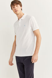 Springfield Short Sleeve Slim Fit Pique Polo Shirt for Men, Extra Large, White