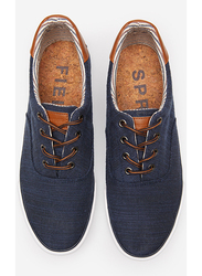 Springfield Rustic Fabric Lace-Up Sneakers, 42 EU, Navy Blue
