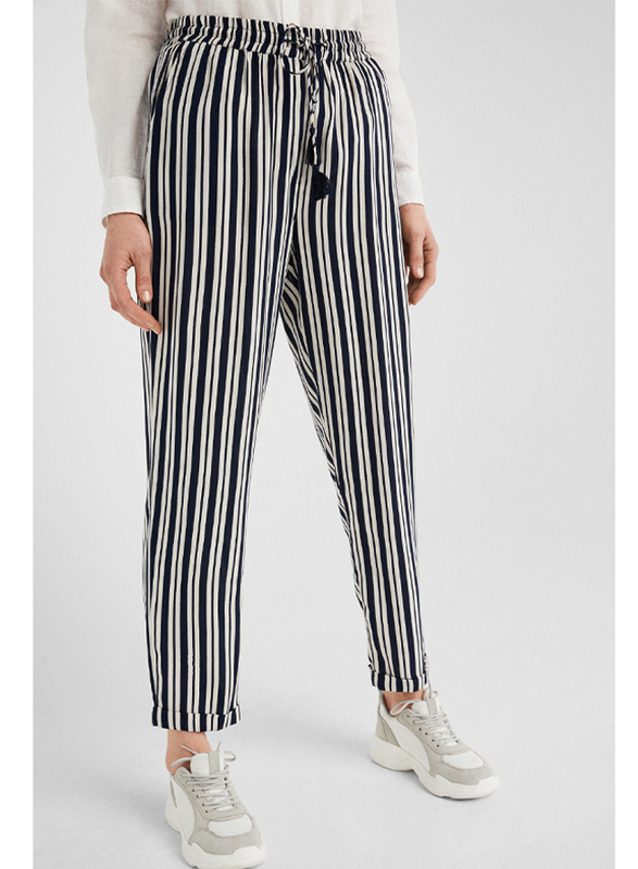 Springfield Cotton Fancy Pant for Women, Large, Blue/White